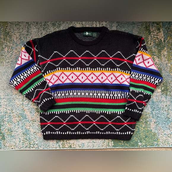Vintage Hunt Club colorful pattern crewneck sweater, size large - Picture 6 of 8